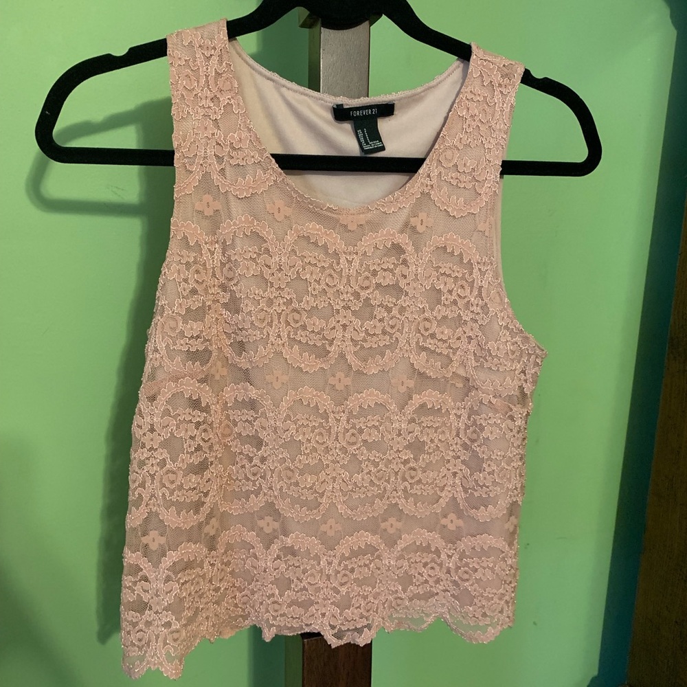 Forever 21 Light pink lace tank top Size Small